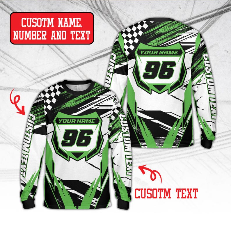 Custom Motocross Long Sleeve Shirts, Motocross Jersey Custom, Custom Dirt Bike Jersey ET0021