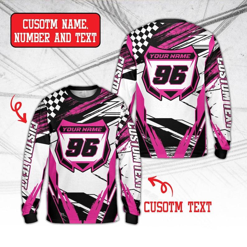 Custom Motocross Long Sleeve Shirts, Motocross Jersey Custom, Custom Dirt Bike Jersey ET0021