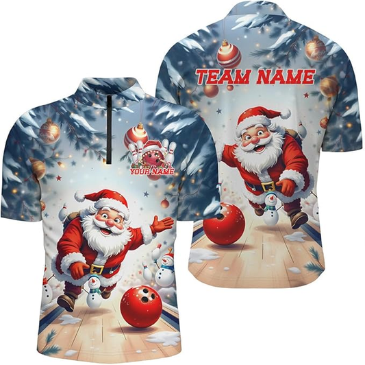 Custom Funny Santa Bowling Mens Jersey, Custom Santa Bowling Shirts For Team BZ0715