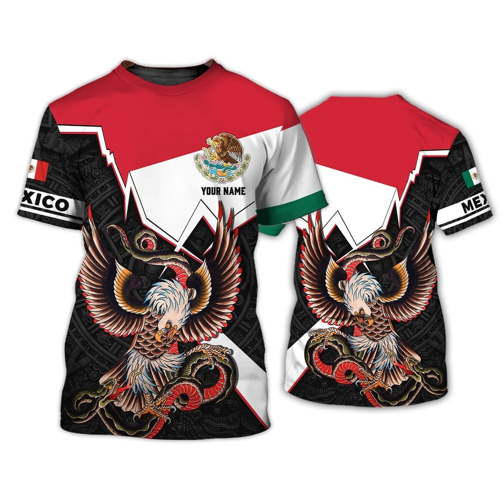 Custom Mexico Eagle And Snake 3D All Over Print T Shirt, Mexico 3D Shirts TO0793