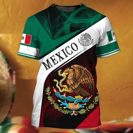 3D All Over Print Mexican Shirts, Mexico Golden Eagle T Shirt, Mexico Shirt For Dad, Mexican Shirt TO0775