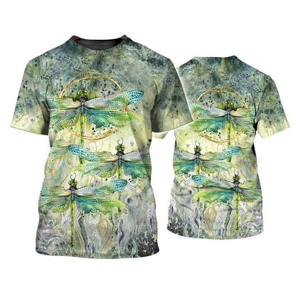 3D Full Printed Shirt Dragonfly Watercolor Painting On Shirt, Dragonfly Hippie Tshirt, Hippie Dragonfly 3D Tshirt TO0691
