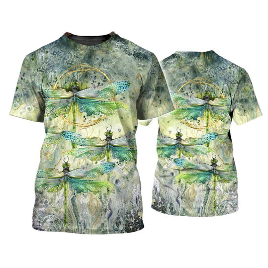 3D Full Printed Shirt Dragonfly Watercolor Painting On Shirt, Dragonfly Hippie Tshirt, Hippie Dragonfly 3D Tshirt TO0691