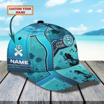 3D Classic Cap Personalized Name Cap Love Diving08 Lasfour CA0713