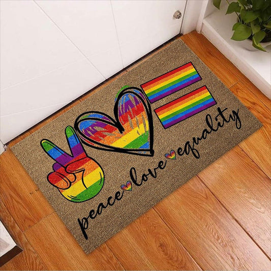 Lgbt Peace Love Equality Pride Doormat, Lgbt Family Welcome Home Doormat LO1400