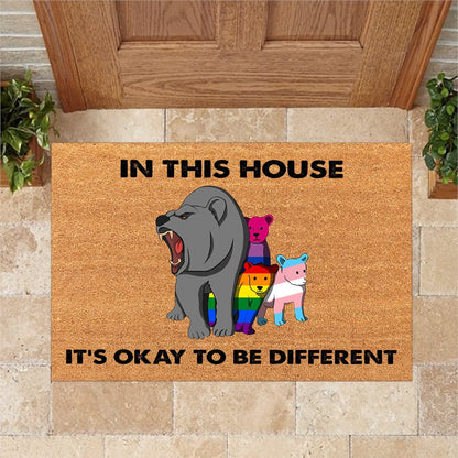 Pride Doormat Everyone Is Welcome Here, Lgbtq+ Pride Doormat, Lgbt Home Doormat LO1315