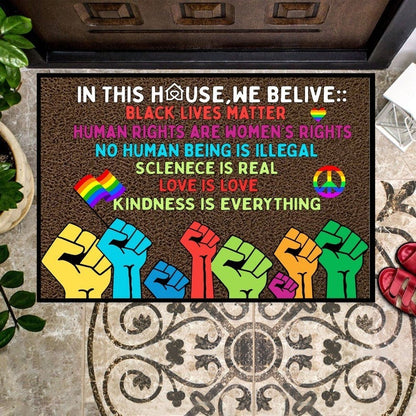 Pride Doormat Everyone Is Welcome Here, Lgbtq+ Pride Doormat, Lgbt Home Doormat LO1315