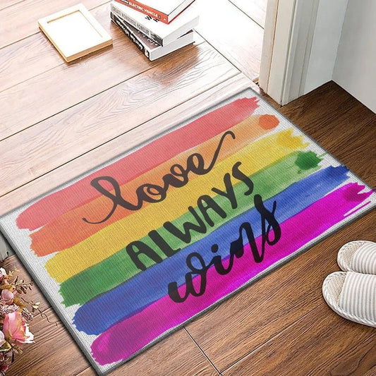 Love Always Wins Lgbt Doormat, Lgbt Home Pride Doormat LO1404