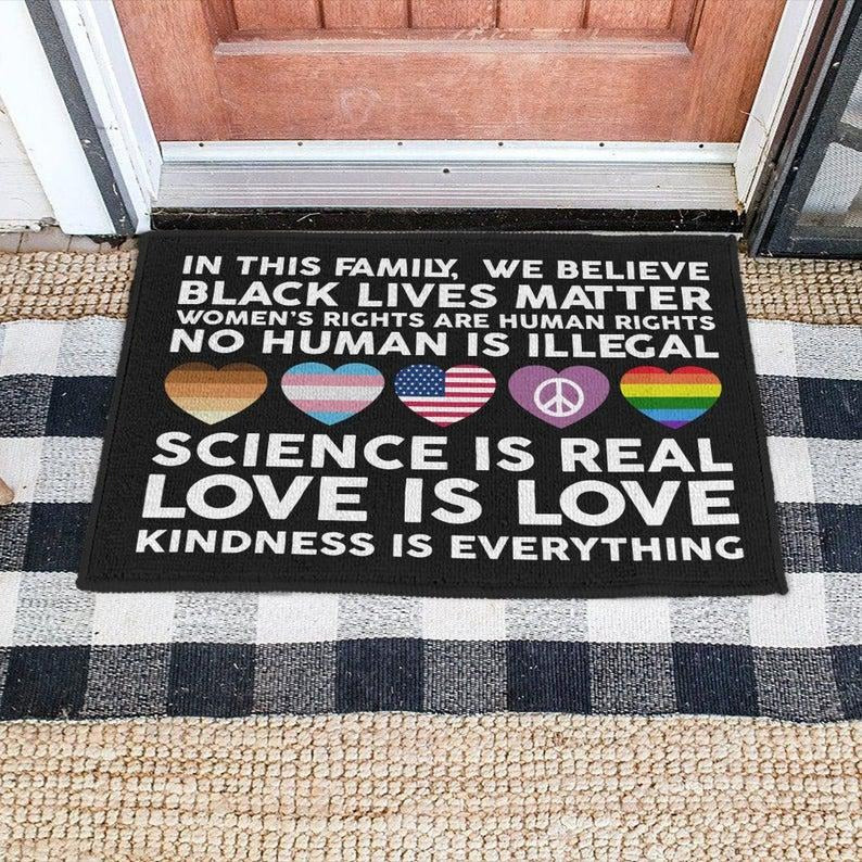 Pride Doormat Everyone Is Welcome Here, Lgbtq+ Pride Doormat, Lgbt Home Doormat LO1315
