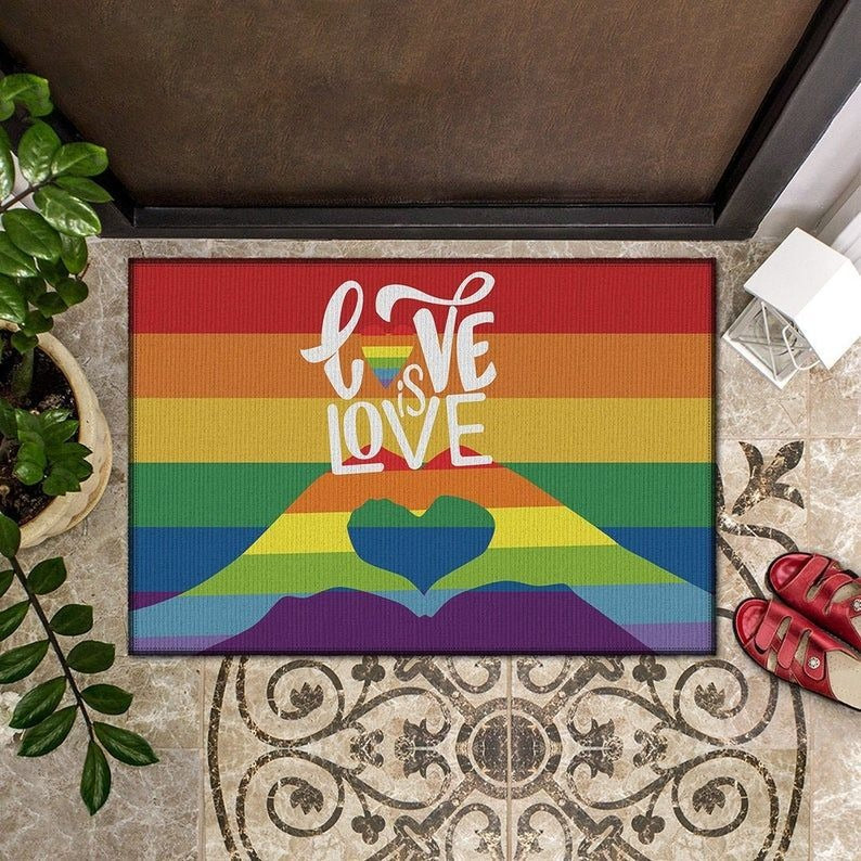 Lesbian Pride Doormat Everyone Is Welcome Here Doormat, Lgbt Doormat, Gay Pride Home Doormat LO1308