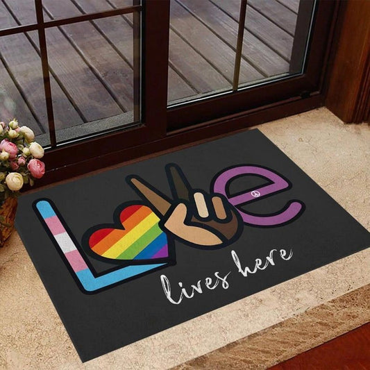 Transgender Doormat Love Lives Here Doormat, Gay Pride Doormat, Lgbt Home Doormat LO1414