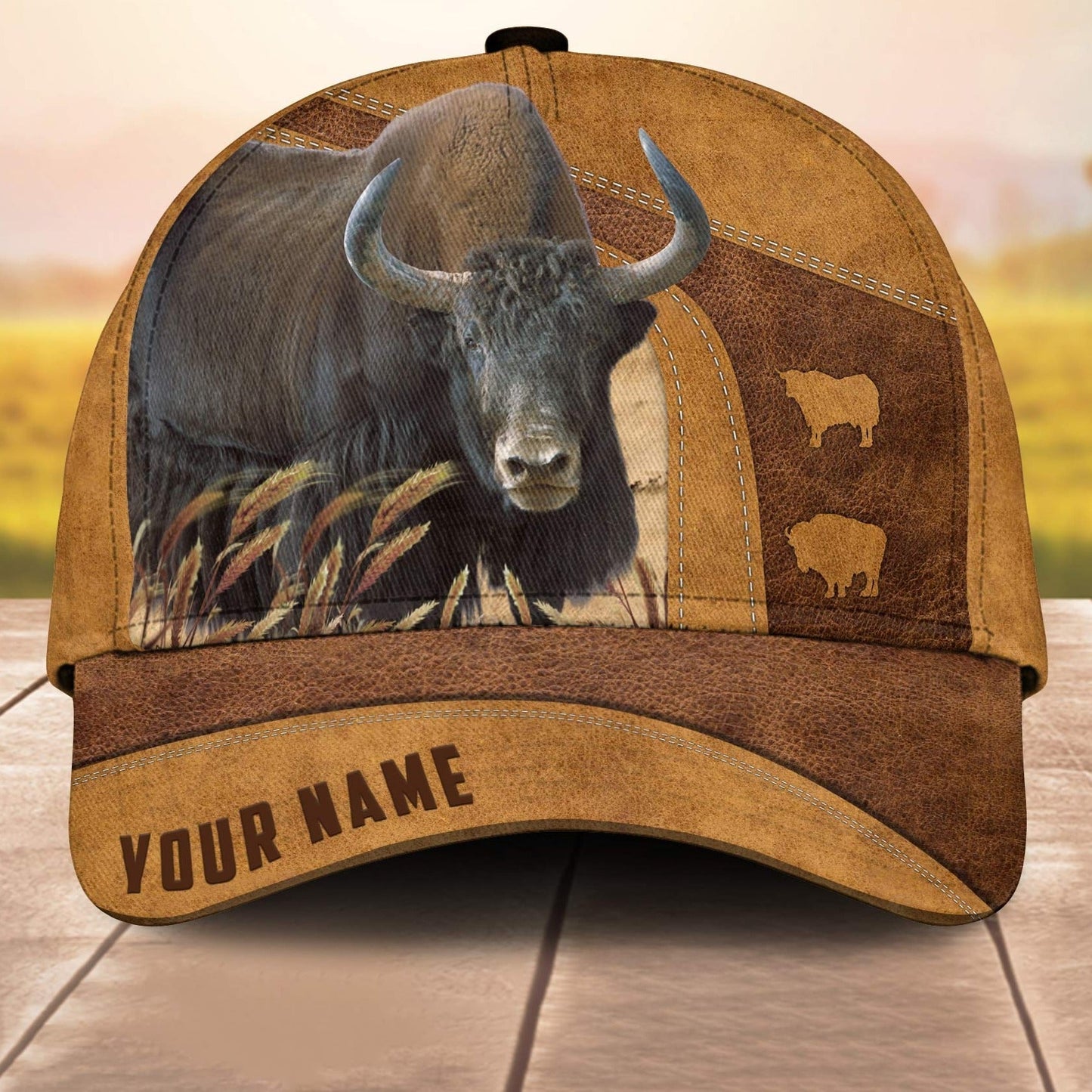 Yak Cale Custom Name 3D Cap 3D All Over Print Baseball Cap, Cap For Farm Lovers, Animal Cap, Leather Pattern Cap CA3022