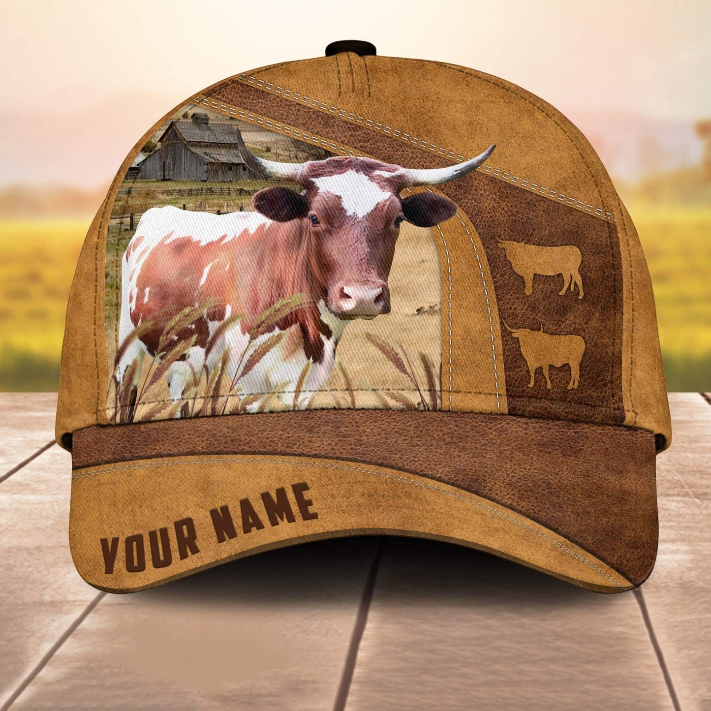 Farm Piney Woods Custom Name Retro 3D Cap 3D All Over Print Baseball Cap, Cap For Farm Lovers, Animal Cap, Leather Pattern Cap CA3103