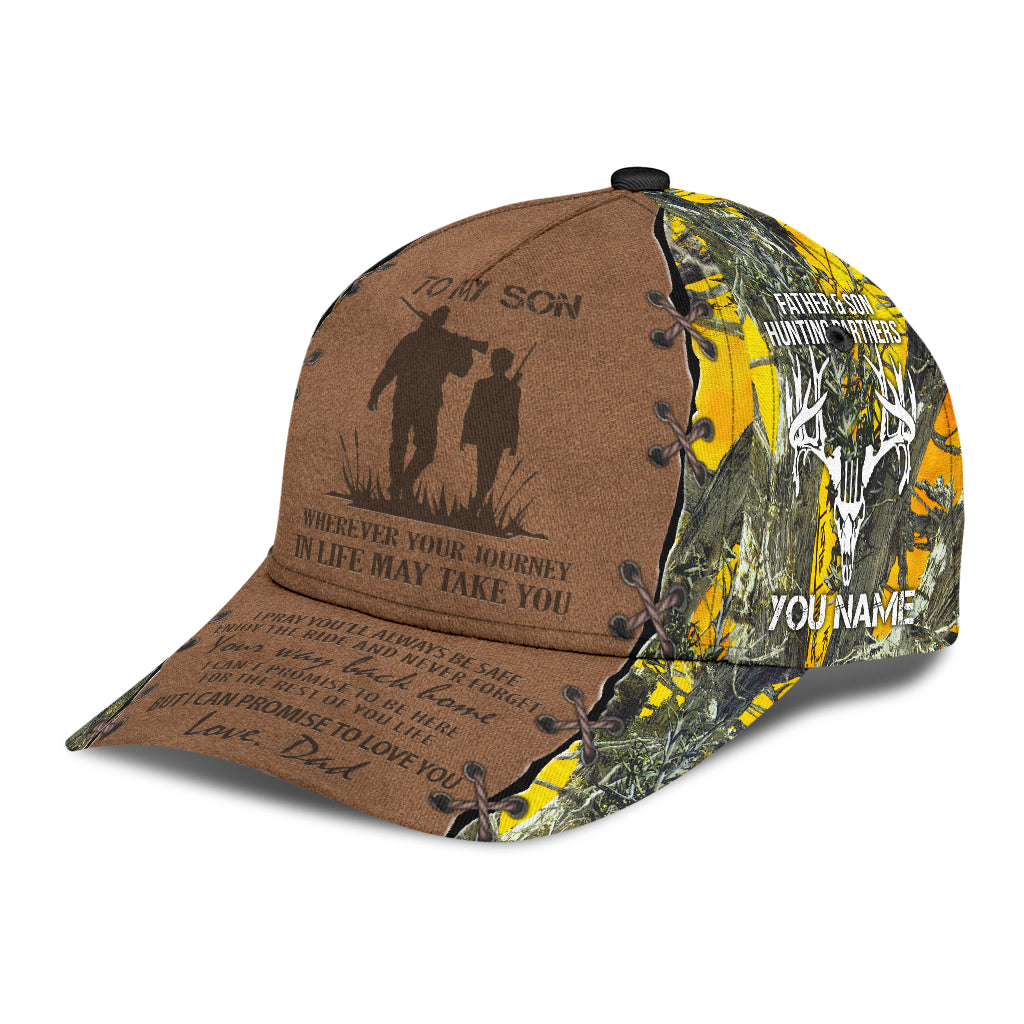 Personalized Hunting Dad To My Son Baseball Cap Hat Yellow Camo Pattern Classic Hunting Dad Cap Hat CO0632