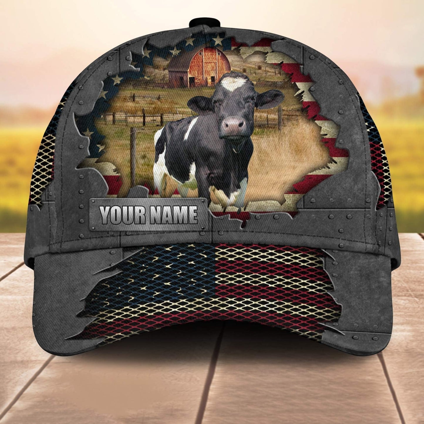 Holstein Customized Name Us Flag Net 3D Cap 3D All Over Print Baseball Cap, Cap For Farm Lovers, Animal Cap, Leather Pattern Cap CA3110