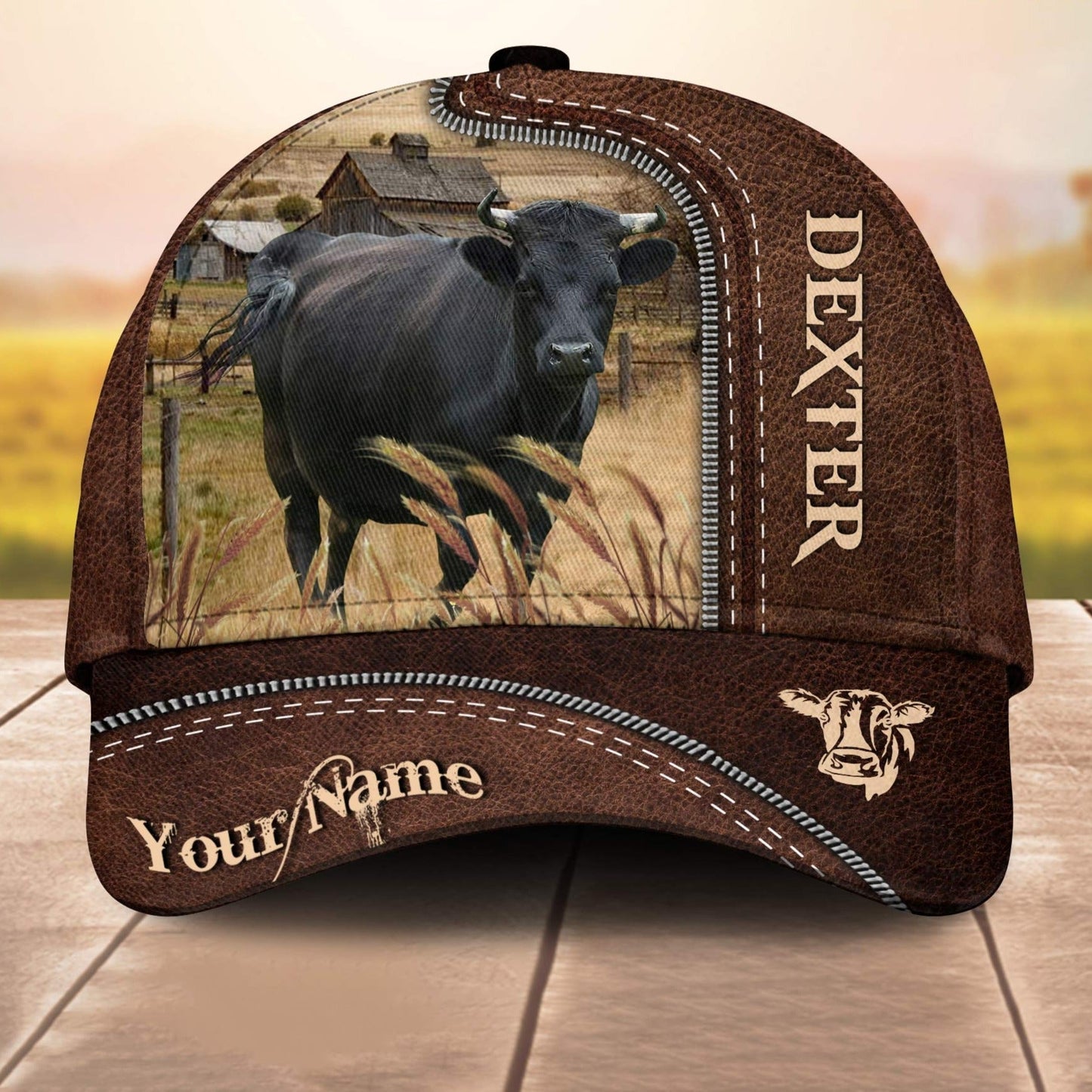 Dexter Customized Name Leather Pattern 3D Cap 3D All Over Print Baseball Cap, Cap For Farm Lovers, Animal Cap, Leather Pattern Cap CA3131