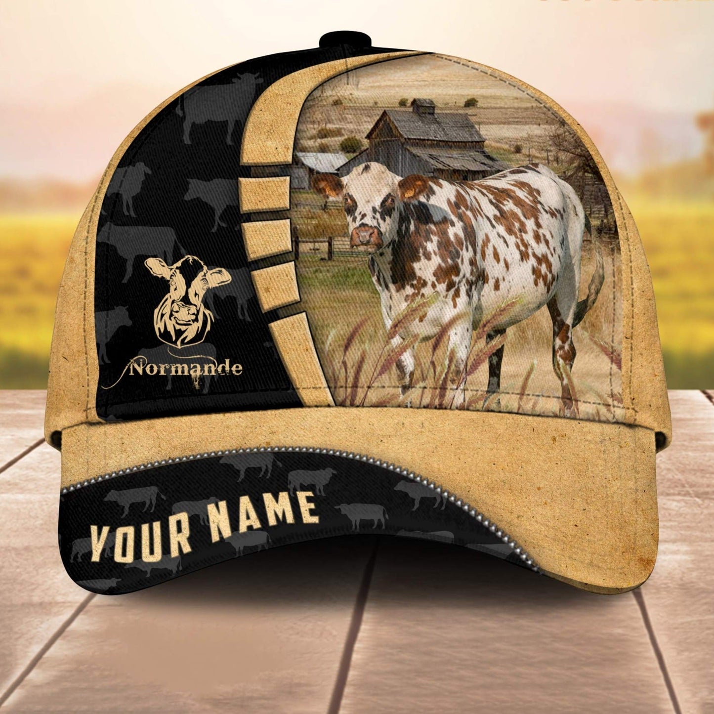 Farm Normande Custom Name Retro 3D Cap 3D All Over Print Baseball Cap, Cap For Farm Lovers, Animal Cap, Leather Pattern Cap CA3102
