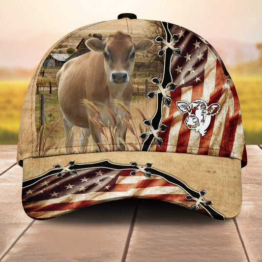 Jersey American Flag Custom Name Retro 3D Cap 3D All Over Print Baseball Cap, Cap For Farm Lovers, Animal Cap, Leather Pattern Cap CA3066