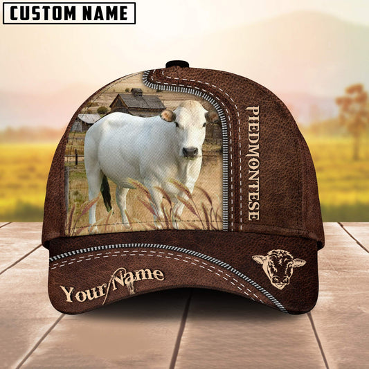 Piedmontese Customized Name Leather Paern 3D Cap 3D All Over Print Baseball Cap, Cap For Farm Lovers, Animal Cap, Leather Pattern Cap CA3137