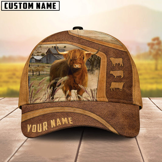Highland Cale On The Farm Custom Name 3D Cap 3D All Over Print Baseball Cap, Cap For Farm Lovers, Animal Cap, Leather Pattern Cap CA3049
