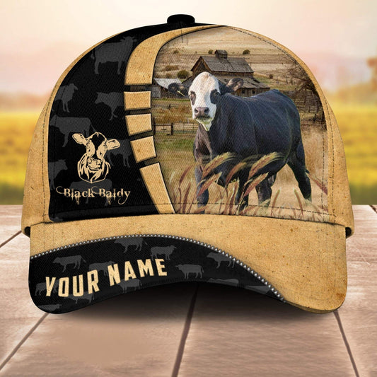 Custom Name Black Baldie Cale 3D Cap 3D All Over Print Baseball Cap, Cap For Farm Lovers, Animal Cap, Leather Pattern Cap CA3093
