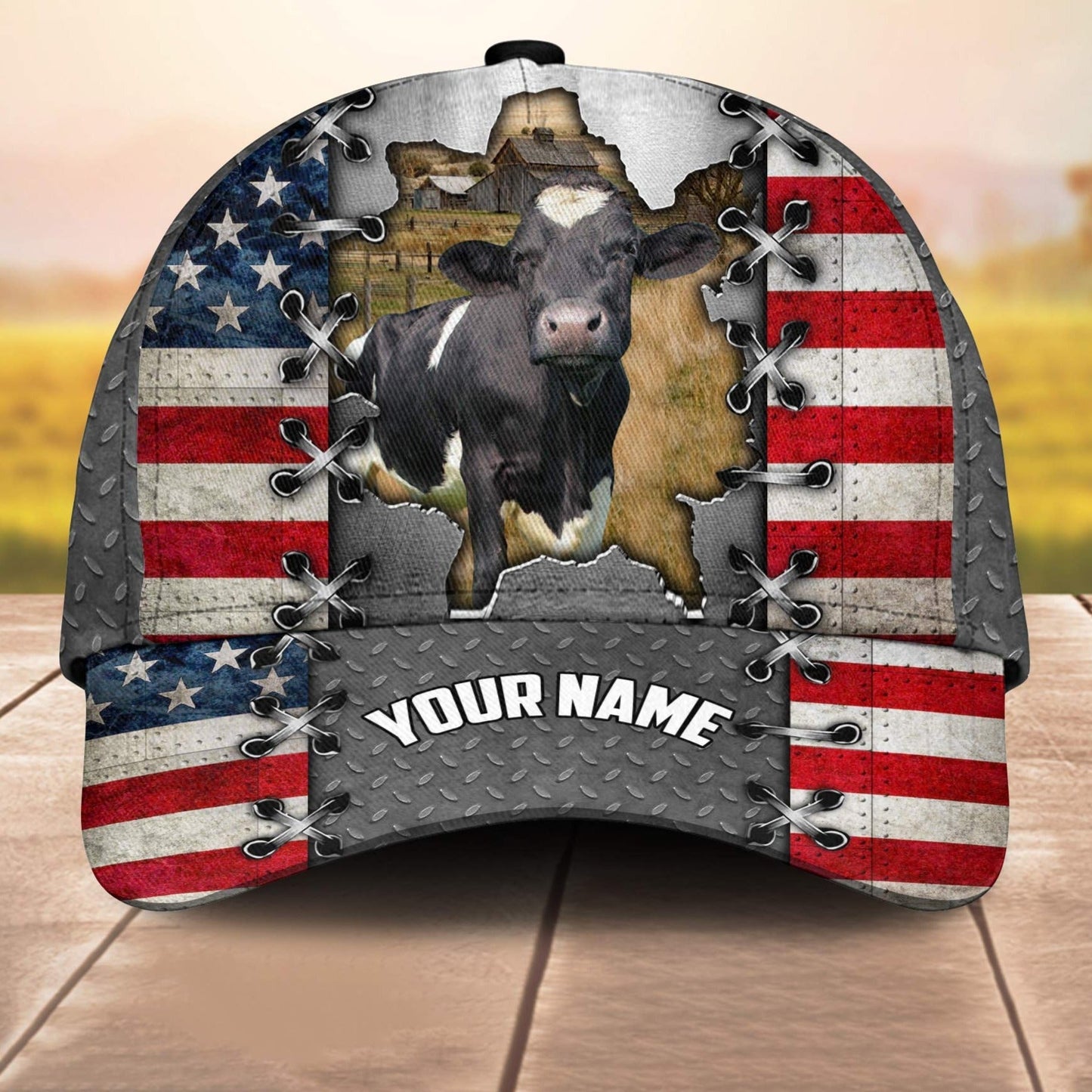 Holstein Customized Name Us Flag 3D Cap 3D All Over Print Baseball Cap, Cap For Farm Lovers, Animal Cap, Leather Pattern Cap CA3165