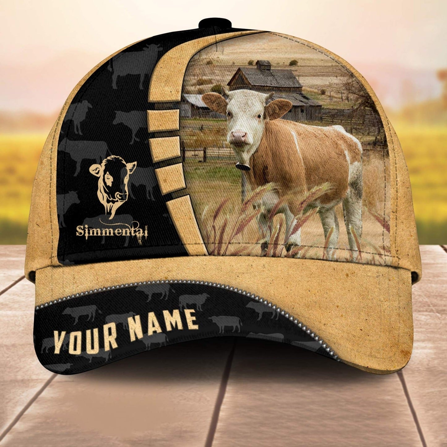 Custom Name Simmental Cale 3D Cap 3D All Over Print Baseball Cap, Cap For Farm Lovers, Animal Cap, Leather Pattern Cap CA3094