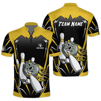 Custom Team Black And Green Bowling Jerseys Shirt For Men, Custom Bowling Team Shirts BZ0042