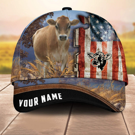 Custom Name Jersey American Cale 3D Cap 3D All Over Print Baseball Cap, Cap For Farm Lovers, Animal Cap, Leather Pattern Cap CA3240