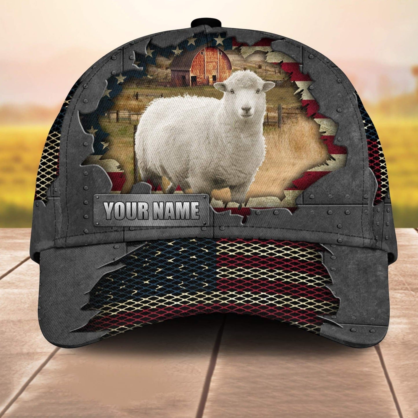 Goat Customized Name Us Flag Net 3D Cap 3D All Over Print Baseball Cap, Cap For Farm Lovers, Animal Cap, Leather Pattern Cap CA3111