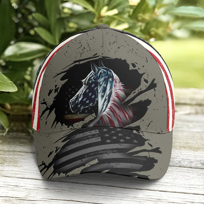 American Flag Patriot Horse Baseball Cap Lasfour CO0881