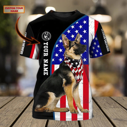 Custom With Name Tshirt For Dog Lovers, Black German Shepherd Shirts For Him Her, Black Shepherd Shirt TO0713