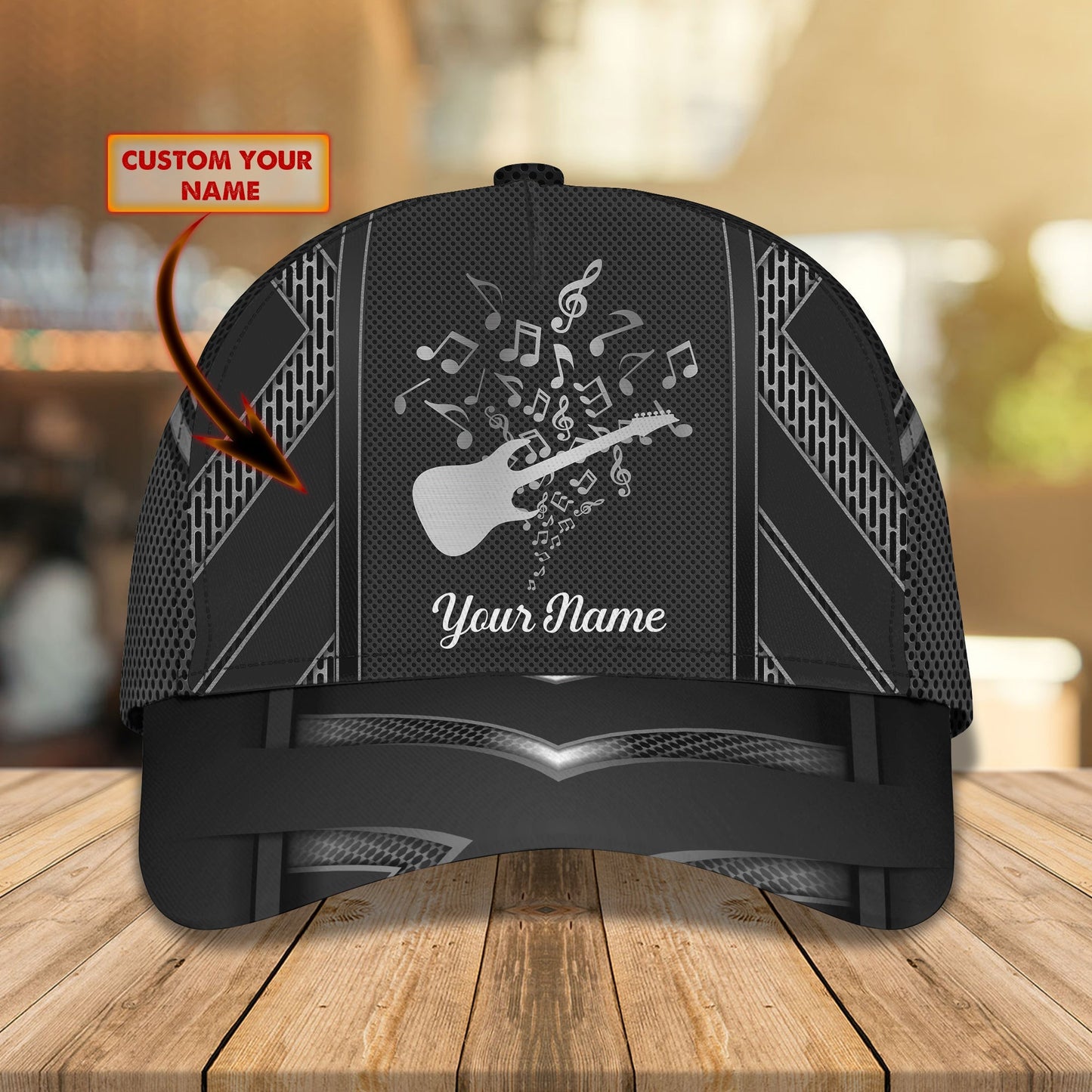 3D Classic Cap Guitar Cap2 Personalized Name Cap Lasfour CA0913