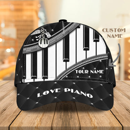 3D Classic Cap Love Piano Personalized Name Cap 1 Lasfour CA1076