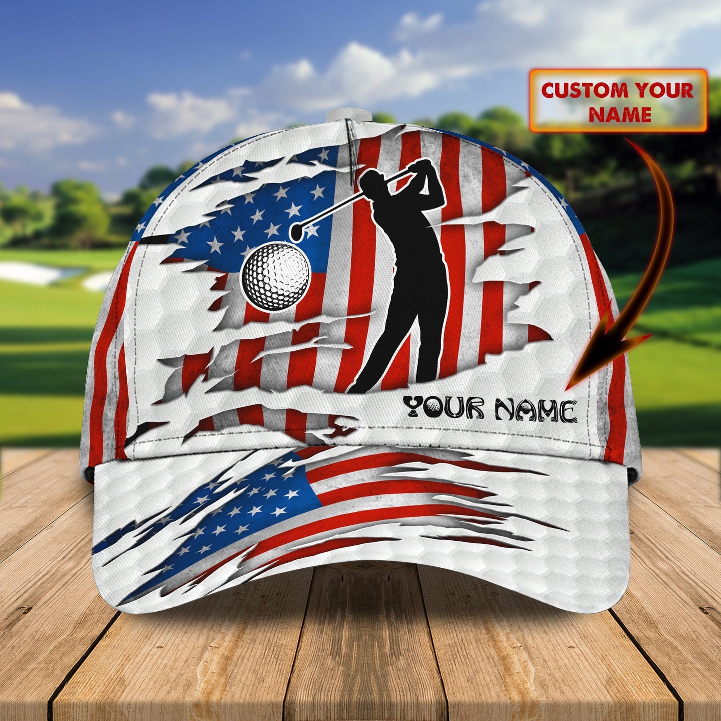 3D Classic Cap Golf Personalized Name Cap Lasfour CA0009