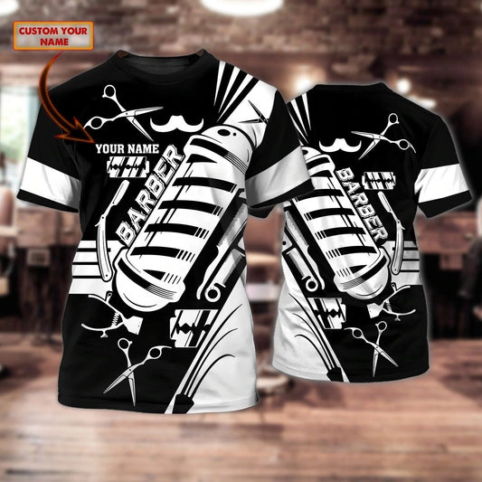 Custom Name 3D All Over Printed T Shirt For Barber Man, Christmas Gift For Barber Man, Barber Shirts For Him TO0653
