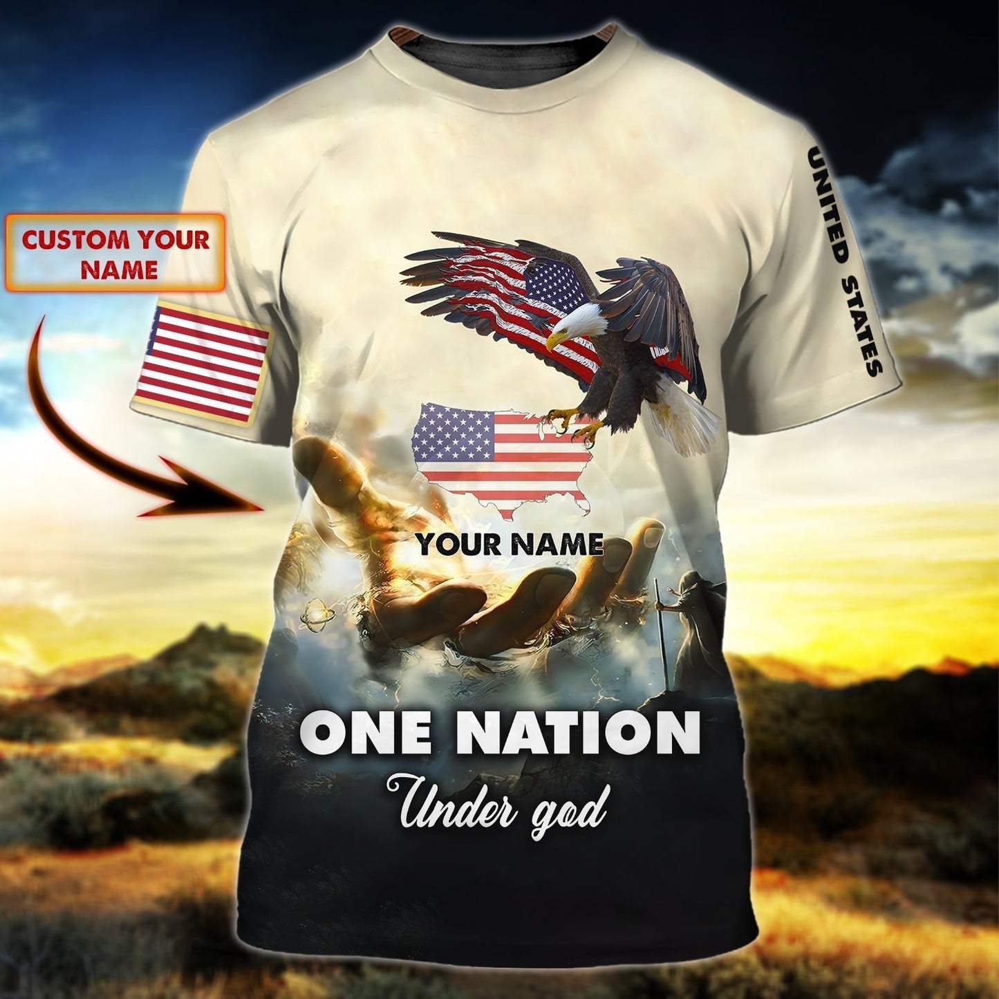 Custom Name One Nation Under God T Shirt Gift For Christian Lover Shirt TO1439