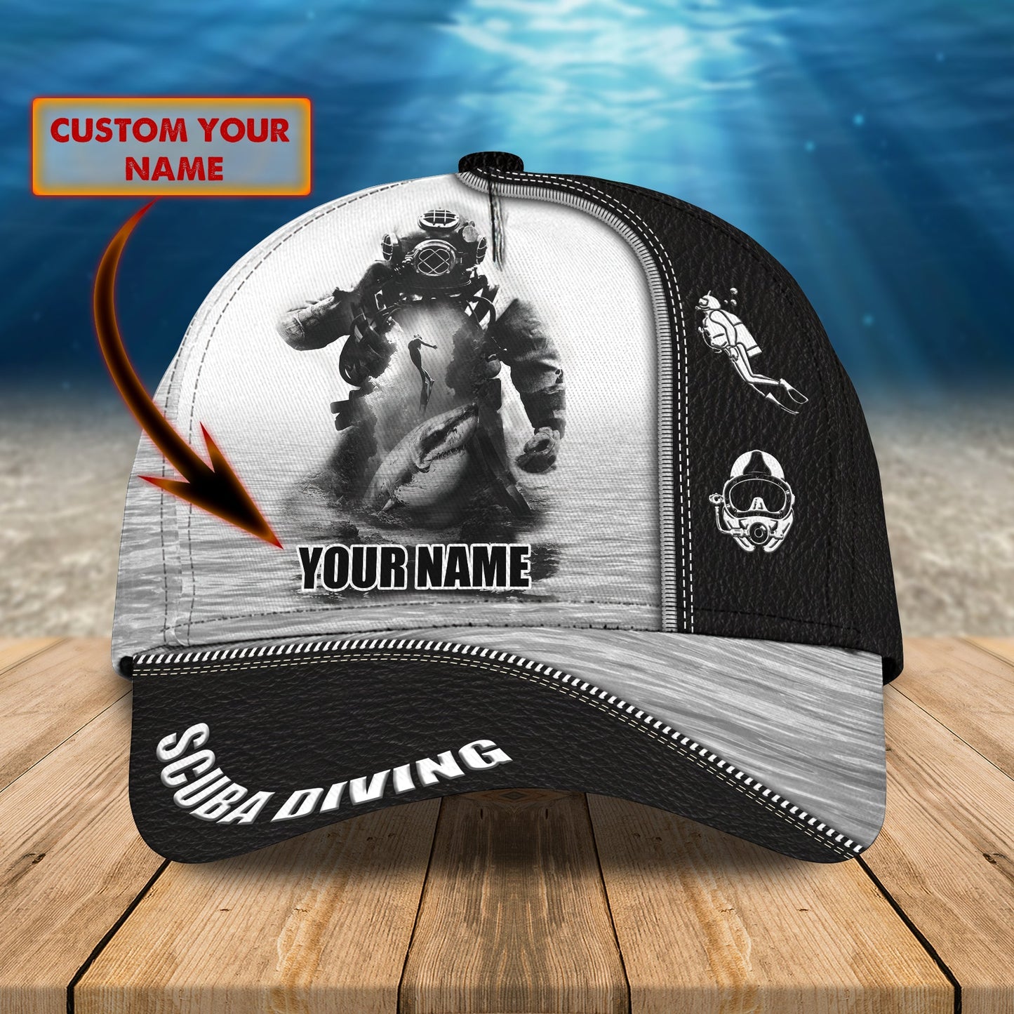 3D Classic Cap Scuba Diving Personalized Classic Cap 01 Lasfour CA0753
