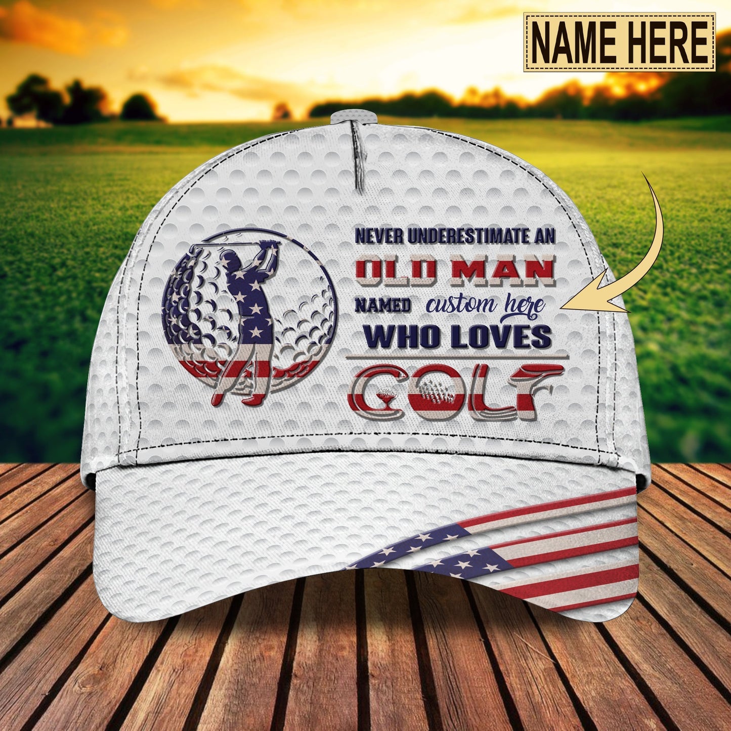 3D Classic Cap Golf Personalized Name Cap Lasfour CA0568