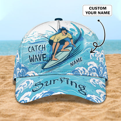 3D Classic Cap Surfing Personalized Name Cap Lasfour CA1030