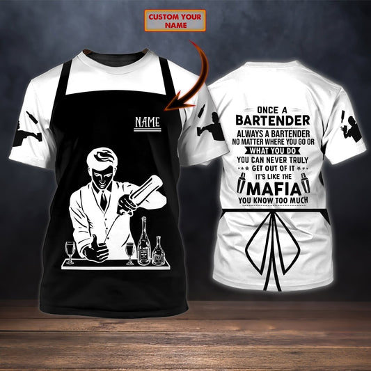 Custom Bartender 3D T Shirt, Barista Shirts, Bartender Mafia Shirts TO1195