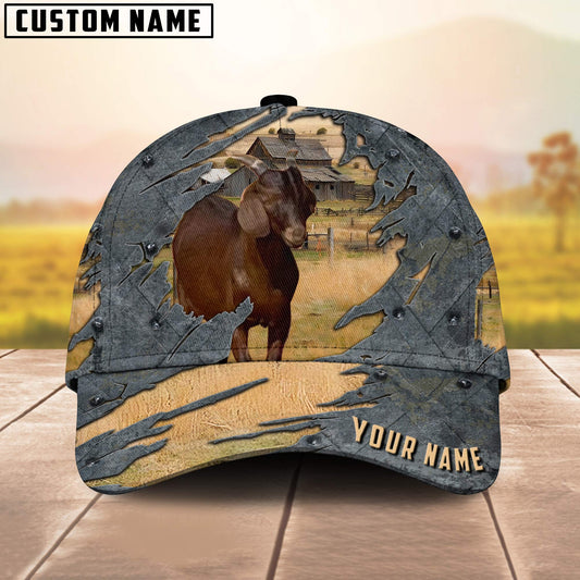 Kalahari Goat Customized Name 3D Cap 3D All Over Print Baseball Cap, Cap For Farm Lovers, Animal Cap, Leather Pattern Cap CA3221