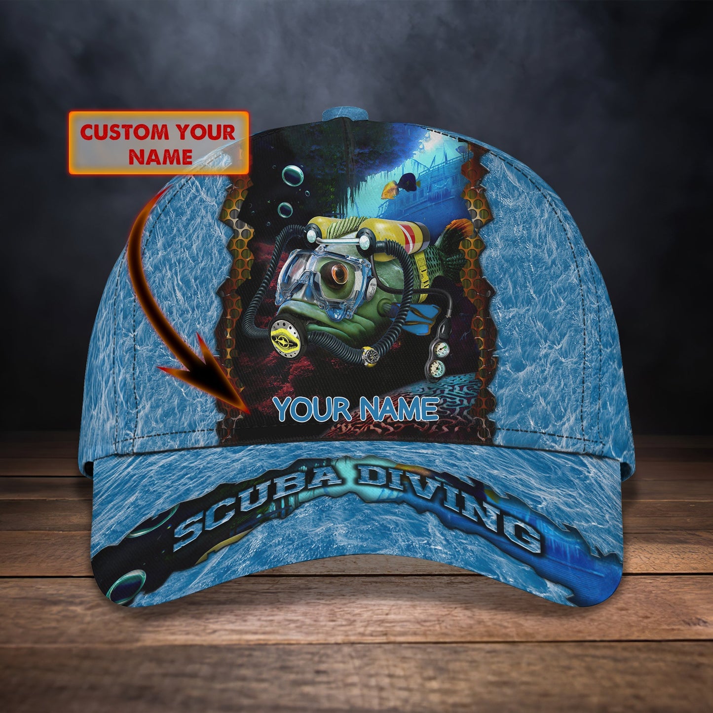 3D Classic Cap Scuba Diving Personalized Classic Cap 02 Lasfour CA0901