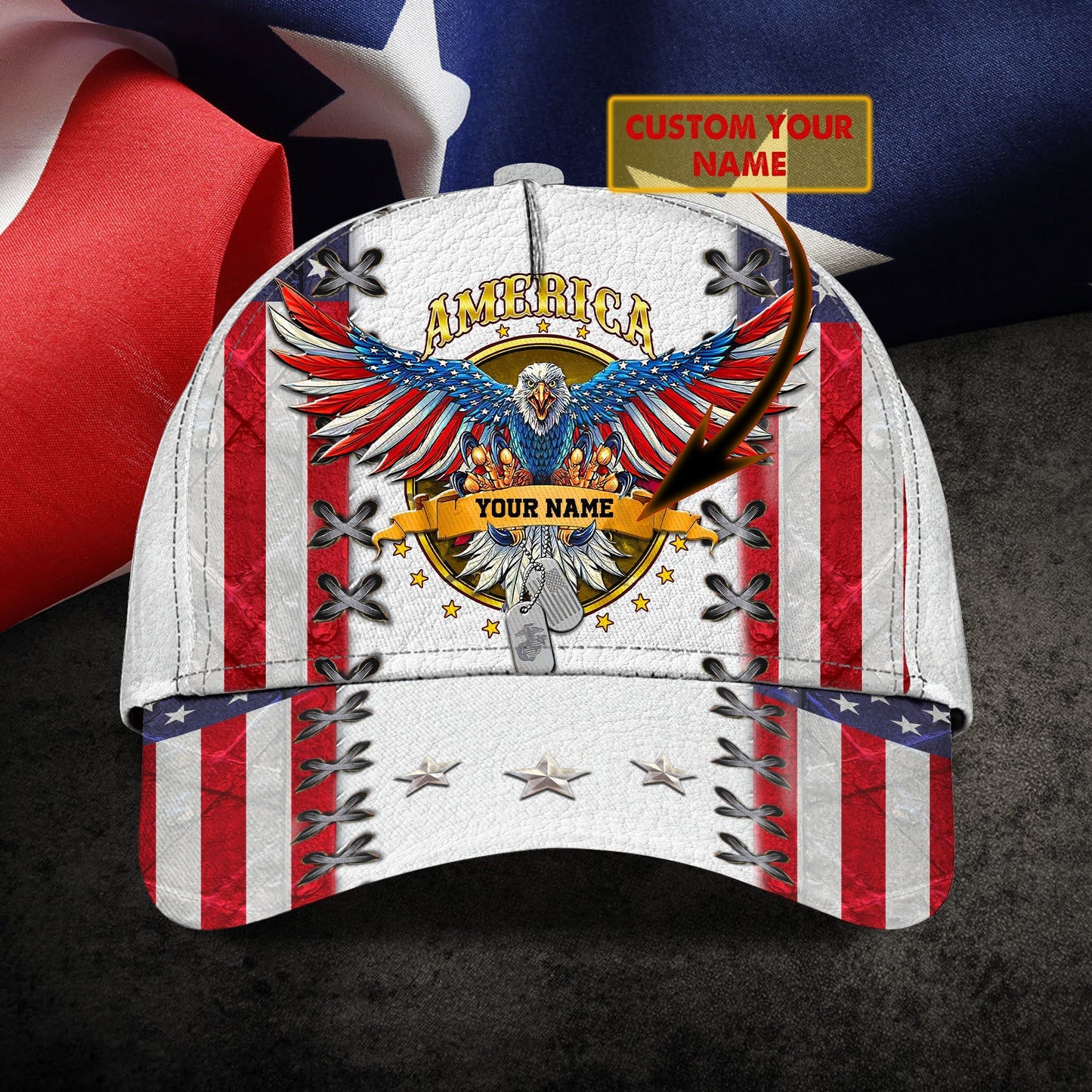 3D Classic Cap Veteran Cap2 Personalized Name Cap Lasfour CA2196