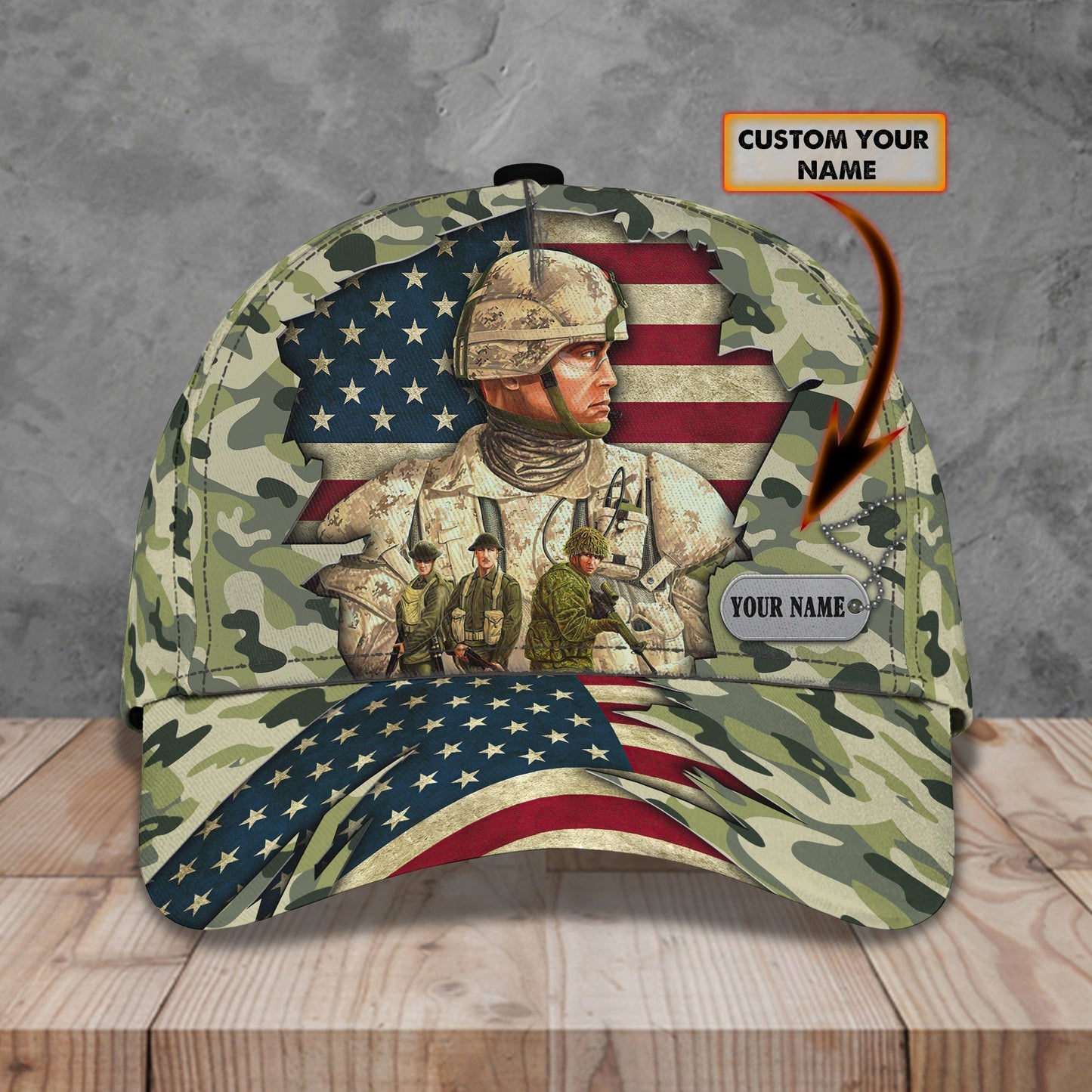 3D Classic Cap Veteran 01 Personalized Name Cap Lasfour CA0754