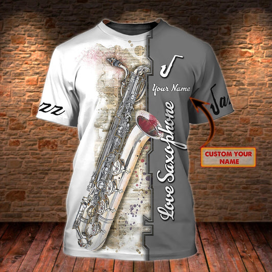 Personalized Name 3D Tshirt Saxophone For Musican, Saxophone Lover 3D All Printed Shirts TO0613