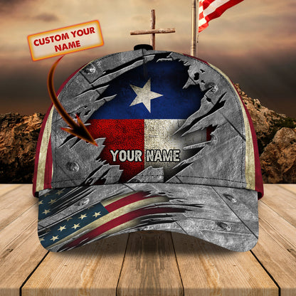 3D Classic Cap Texas State Personalized Name Cap Lasfour CA2190