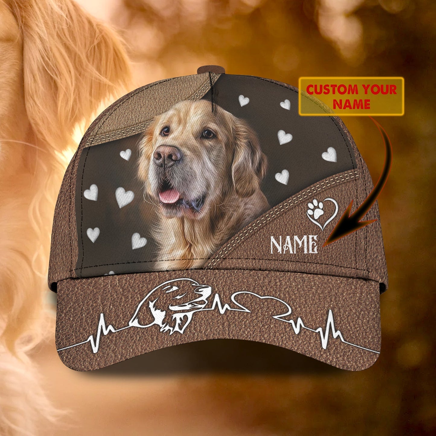 3D Classic Cap Golden Personalized Name Cap Lasfour CA1396