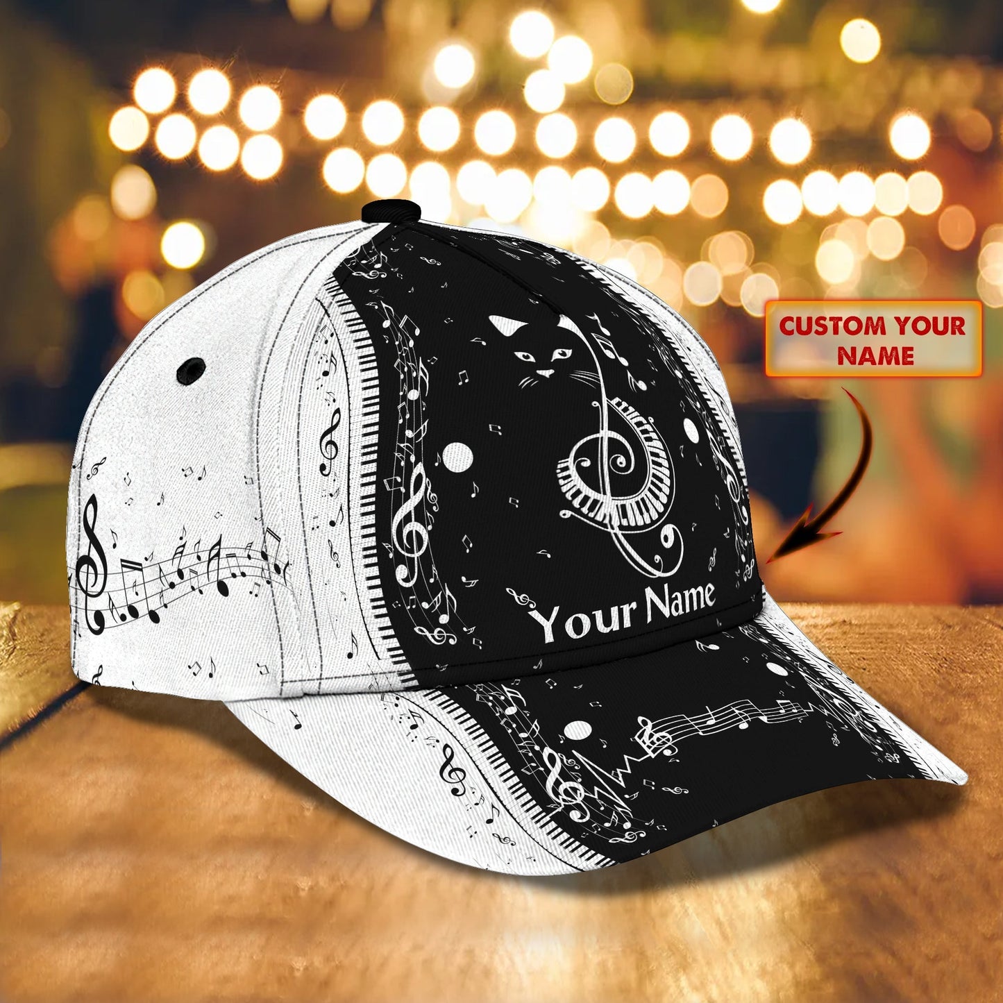 3D Classic Cap Piano1 Personalized Name Cap Lasfour CA1711