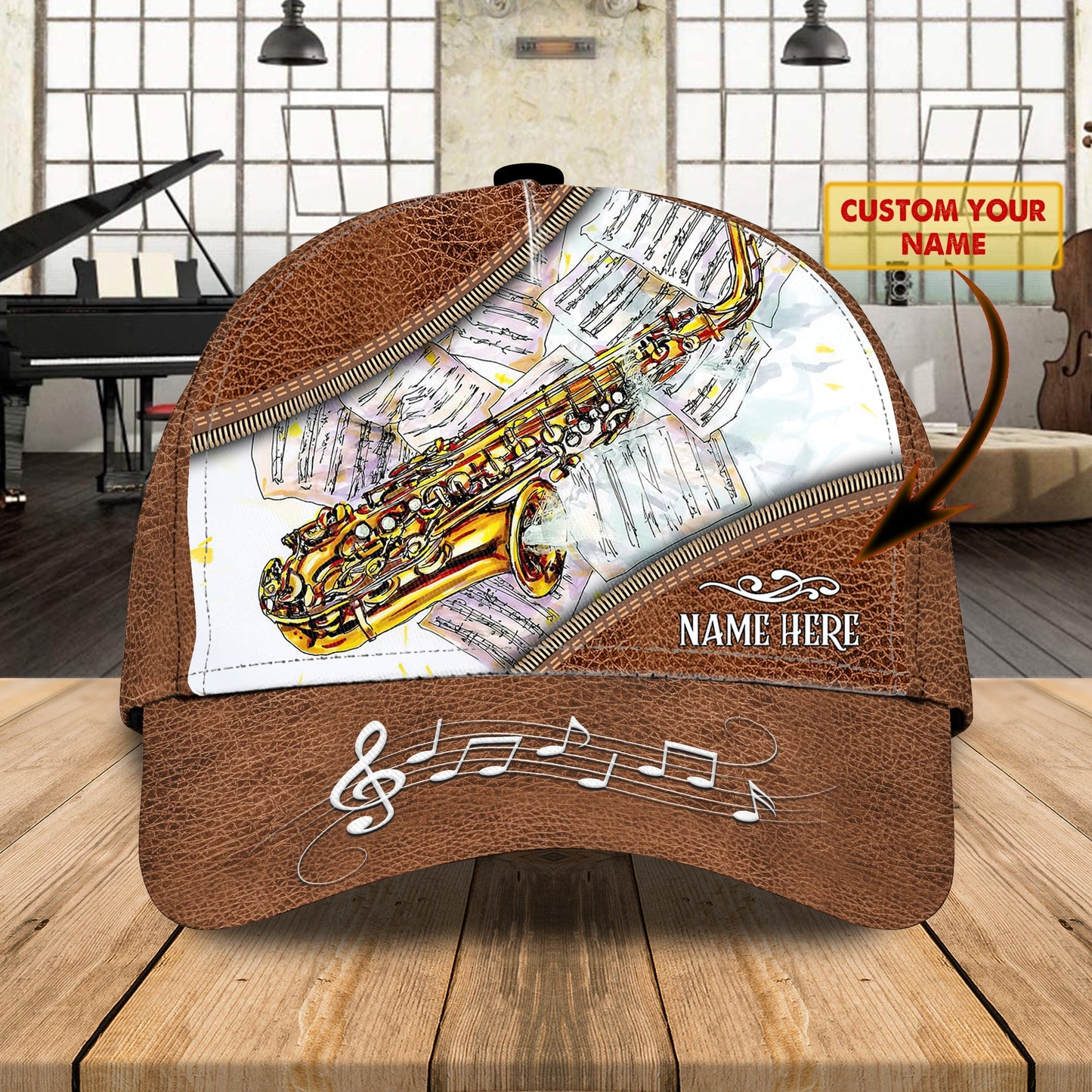 3D Classic Cap Saxophone 3 Personalized Name Cap Lasfour CA1181